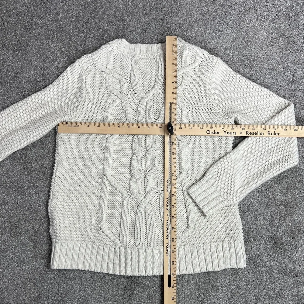 Abercrombie‎ & Fitch Sweater Womens Medium Cream Cable Knit Crewneck Pullover